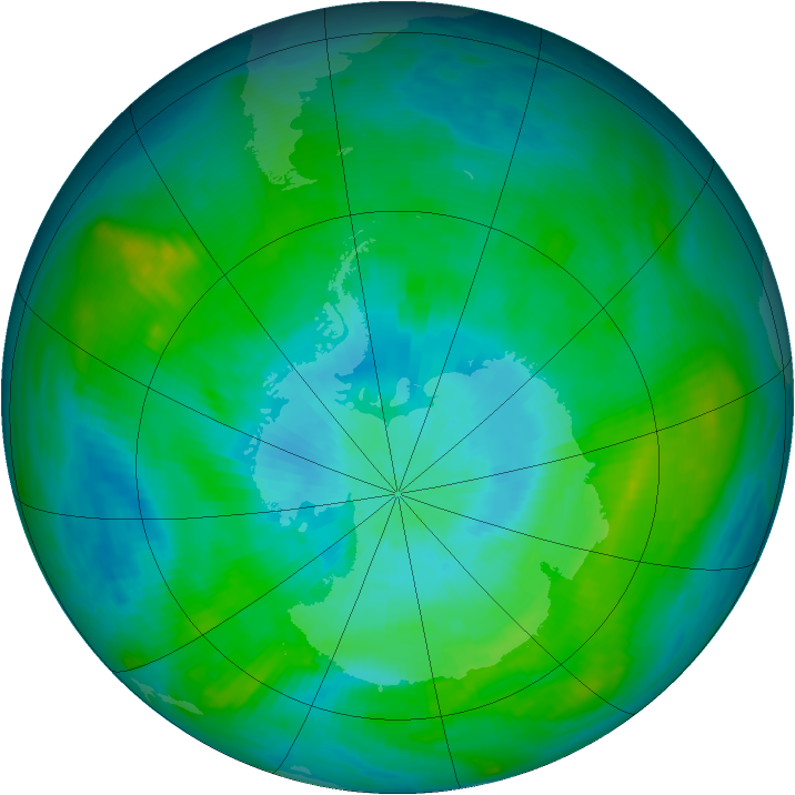 Antarctic ozone map for 19 February 1979